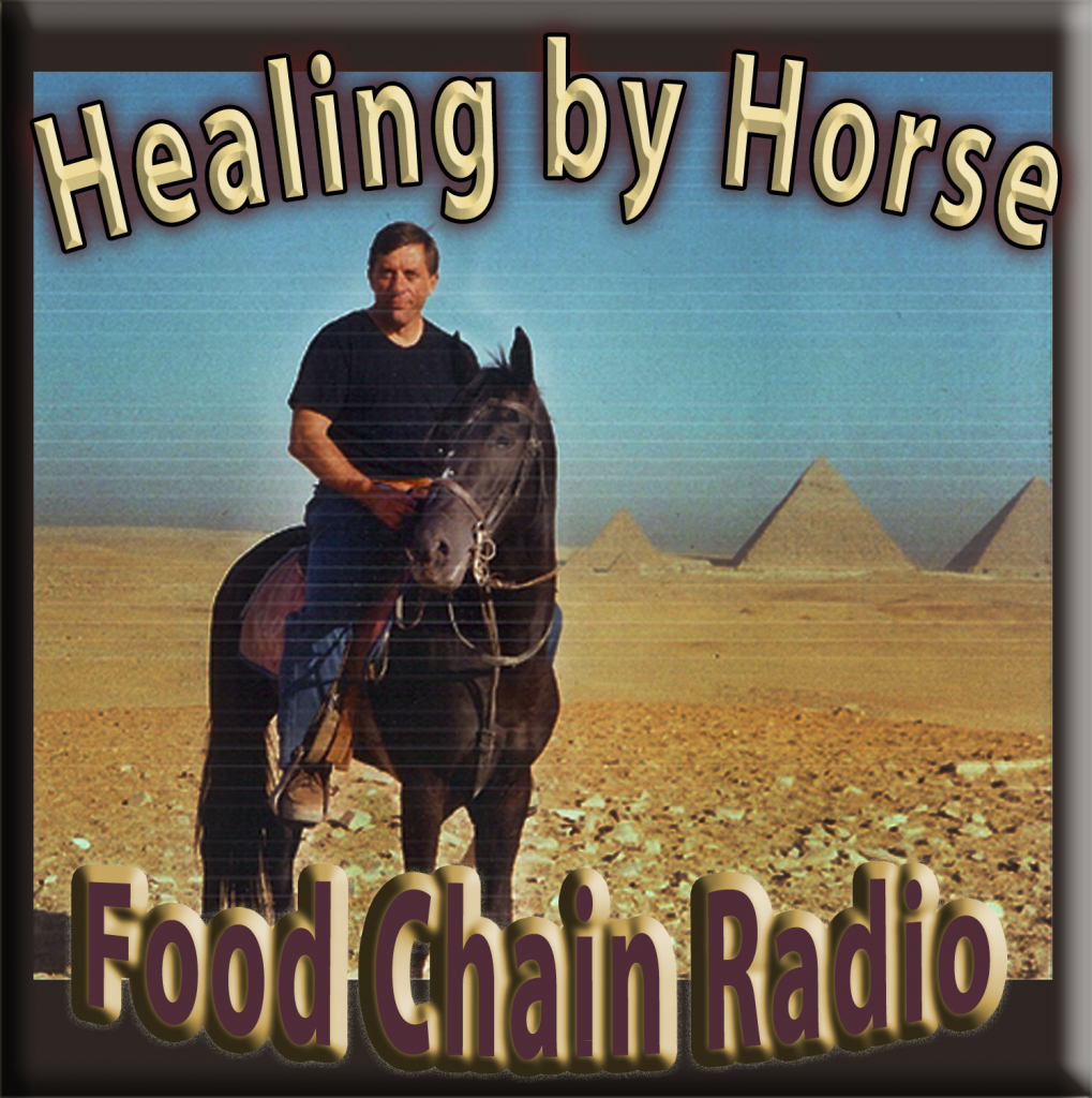 Michael Olson Host of Food Chain Radio: Healing by Horse  (Host riding an Arabian Horse on the Giza Plateau)v