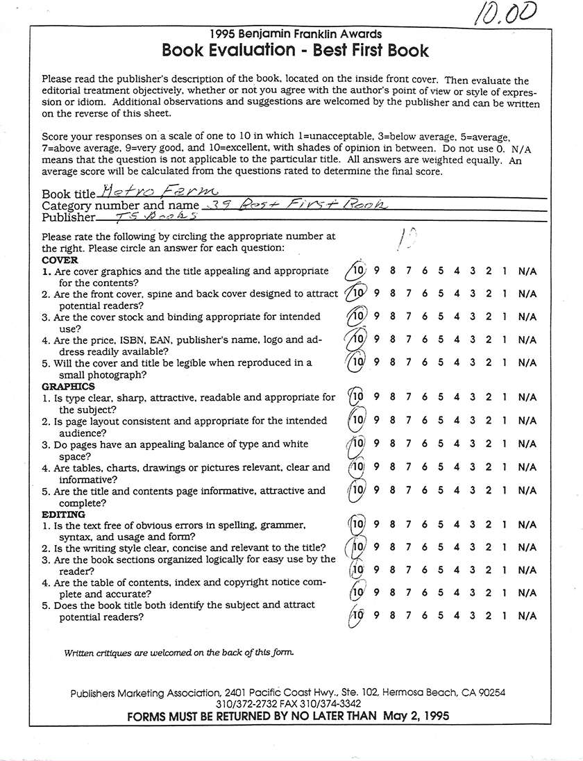 MetroFarm Benjamin Franklin Award – Author Michael Olson